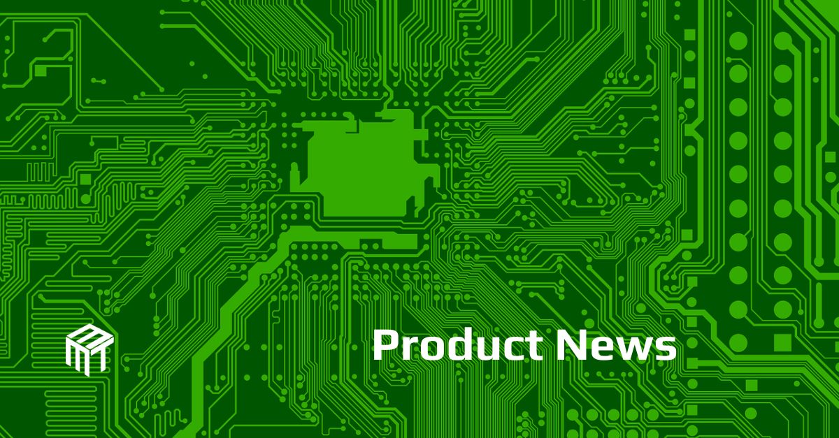 mmTron logo with text "Product News" above a backdrop of a green printed circuit board.